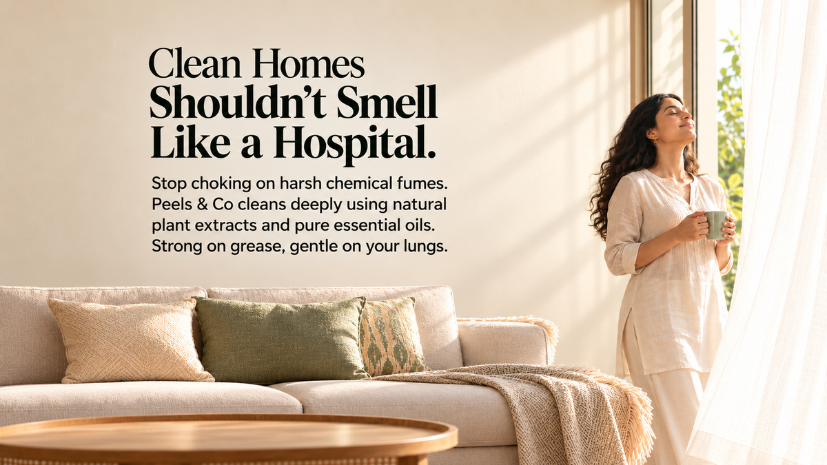 Clean homes shouldn't smell like a hospital. Peels & Co cleans deeply with plant extracts and essential oils.