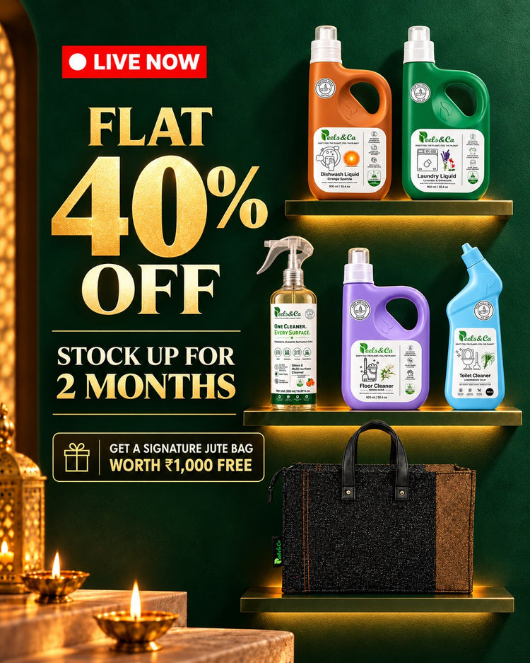 Festive Sale: flat 40% off. Stock up for 2 months and get a Signature Jute Bag worth ₹1,000 free